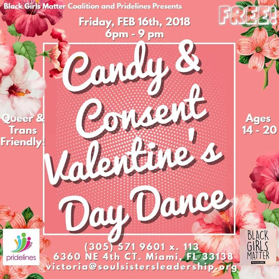 flyer for the candy and consent Valentine's Day dance